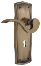 Prairie Plate With Keyhole Manor Lever, Antique Brass, Privacy, Non-Handed