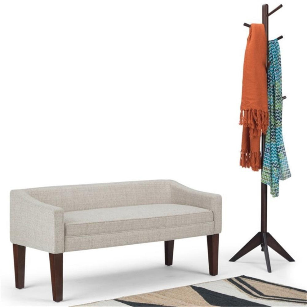 Parris  50 Inch Wide Contemporary Upholstered Bench In Platinum