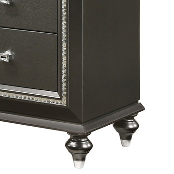 Contemporary Style 9 Drawer Wooden Dresser with Turned Legs, Gray