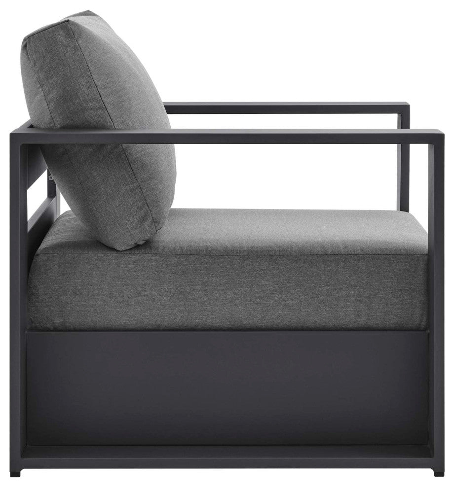 Brentwood Outdoor Patio Powder-Coated Aluminum Armchair, Charcoal