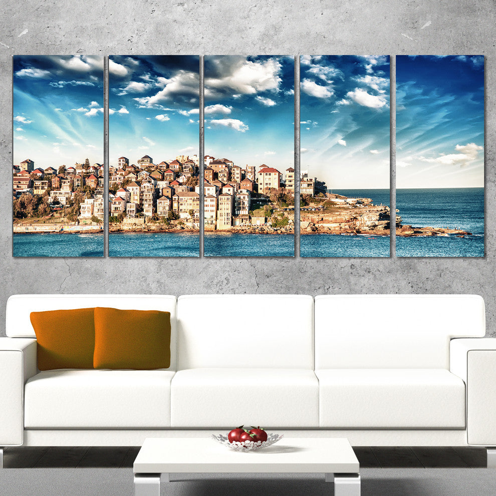"Sydney Bondi Beach Panorama" Canvas Print, 5 Panels