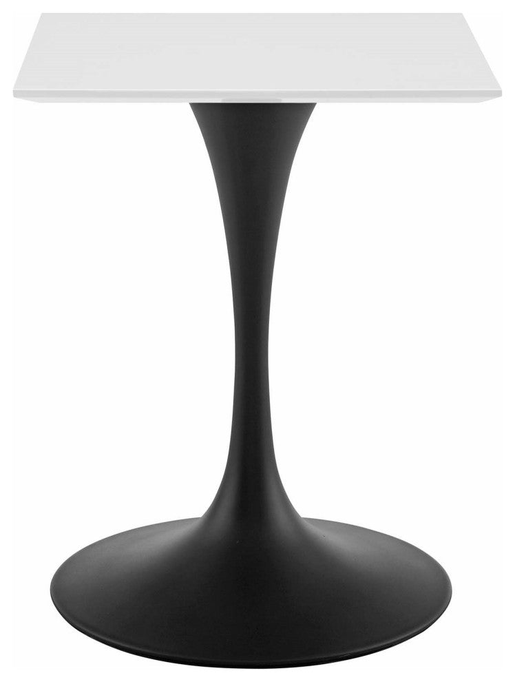 Modern Designer Lounge Square Dining Table, Wood Metal Steel, Black White