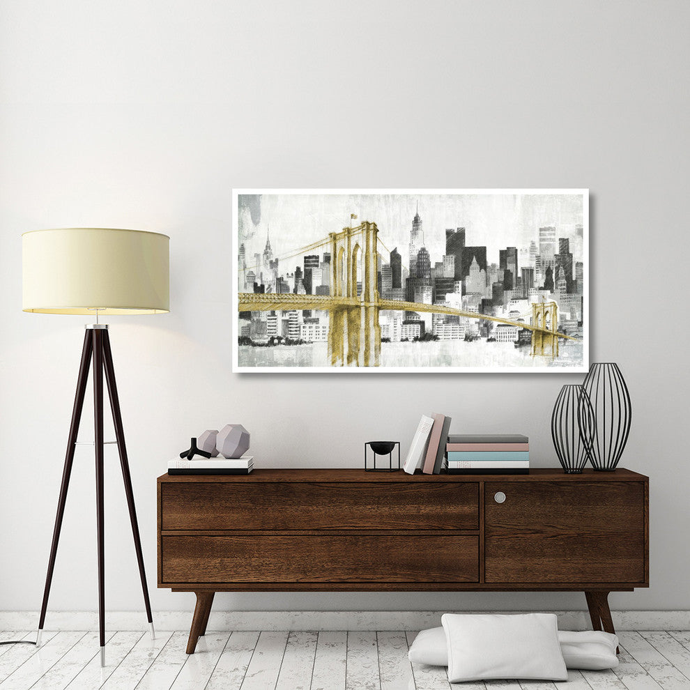 "New York Skyline I Yellow Bridge no Words" Print by Avery Tillmon, 62"x32"