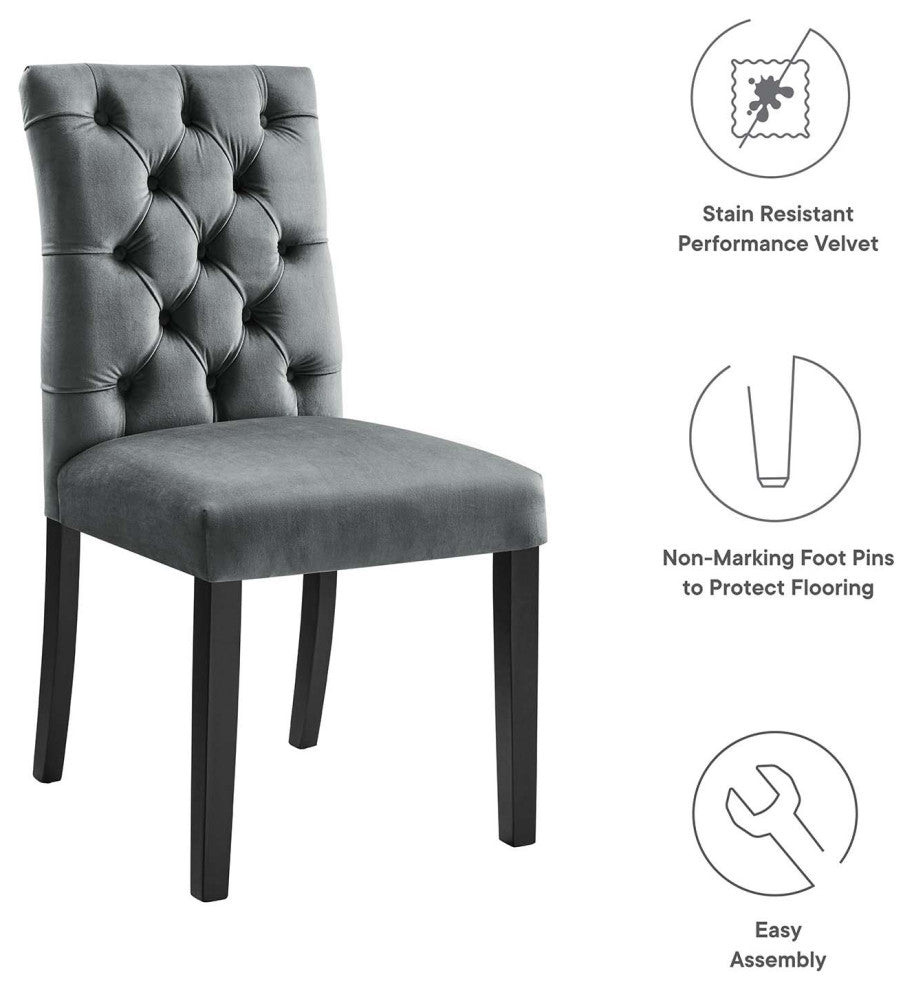 Duchess Performance Velvet Dining Chairs, Set of 2, Gray