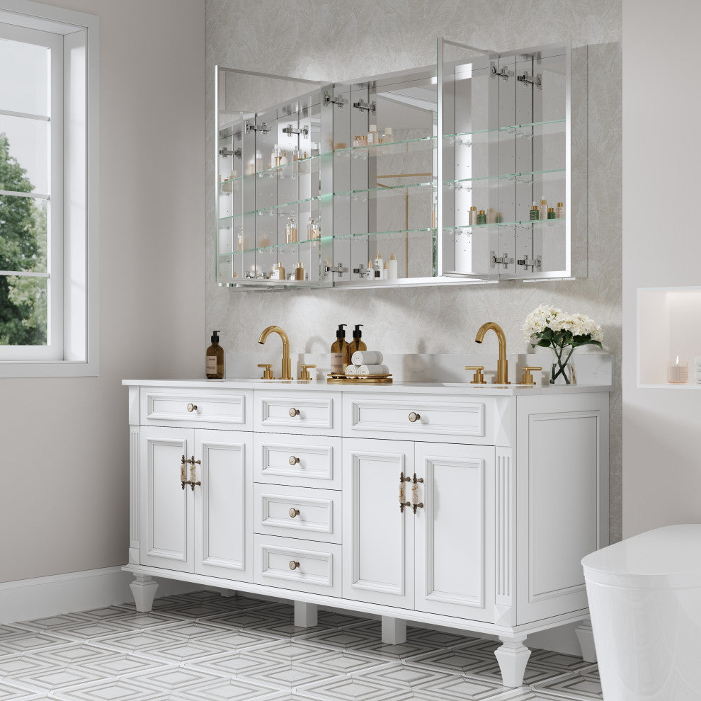 Recessed/Surface Mount Bathroom Medicine Cabinet, Reverse Installation, 64"x30"-