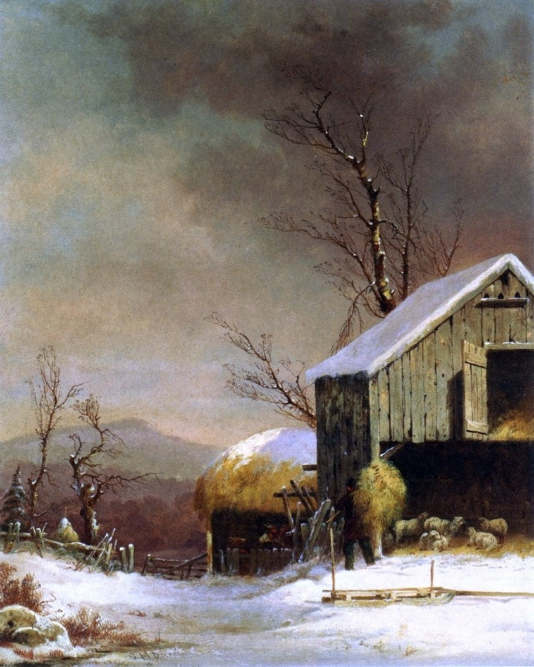 George Henry Durrie Feeding the Sheep Wall Decal