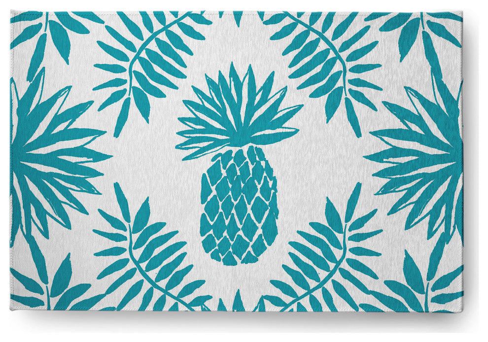 4' x 6' Pineapple Leaves Spring Chenille Indoor/Outdoor Rug