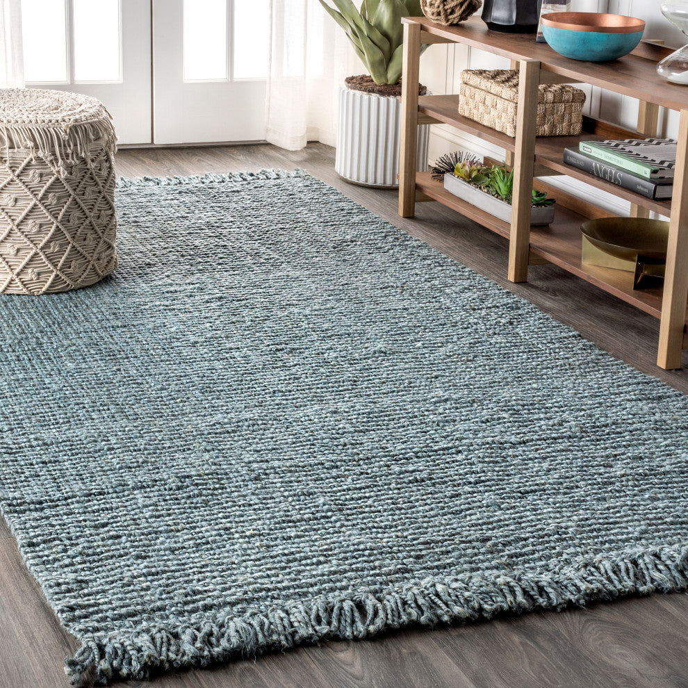 Para Hand Woven Area Rug, Light Blue/Gray, 10 Ft. X 13 Ft.