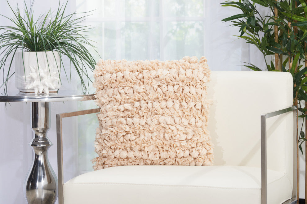 Mina Victory DL658 Throw Pillow, Beige, 16" x 16"