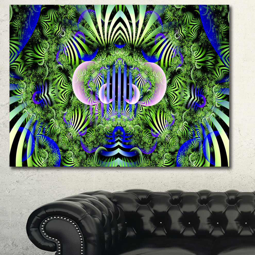 Green Magical Fairy Pattern, Floral Canvas Art Print, 40"x30"