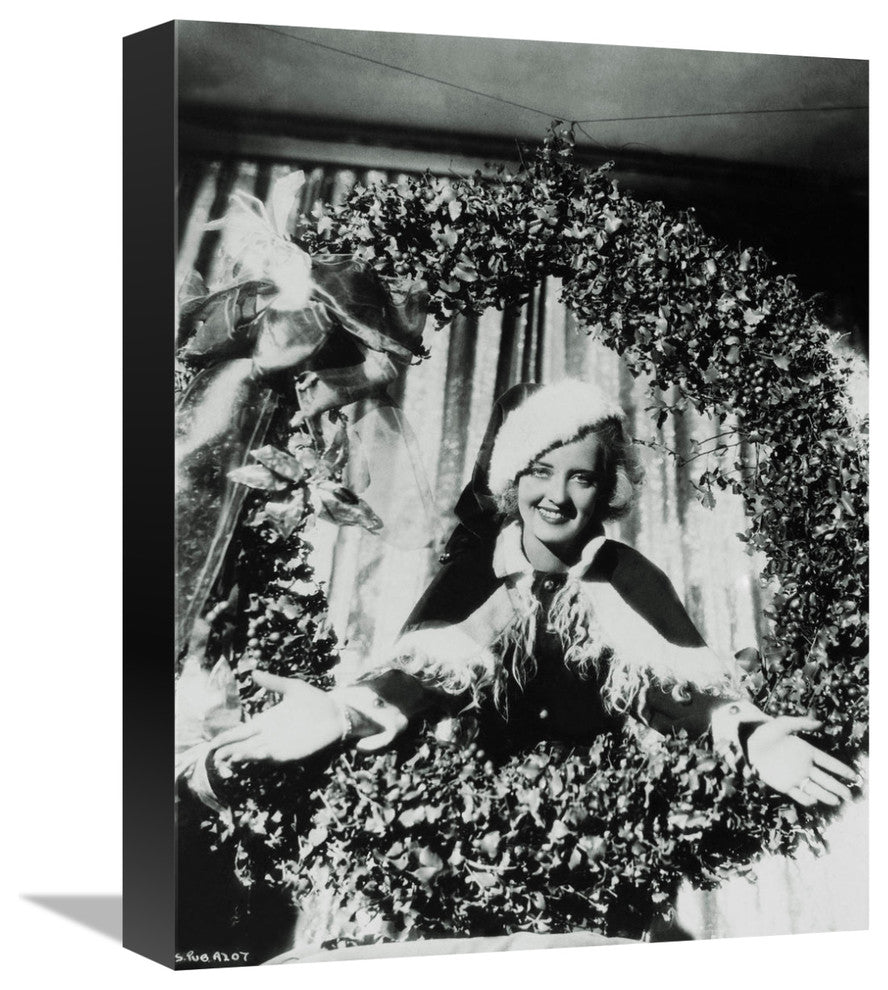 "Bette Davis Christmas Wreath" Canvas Giclee by Hollywood Photo Archive, 12"x16"