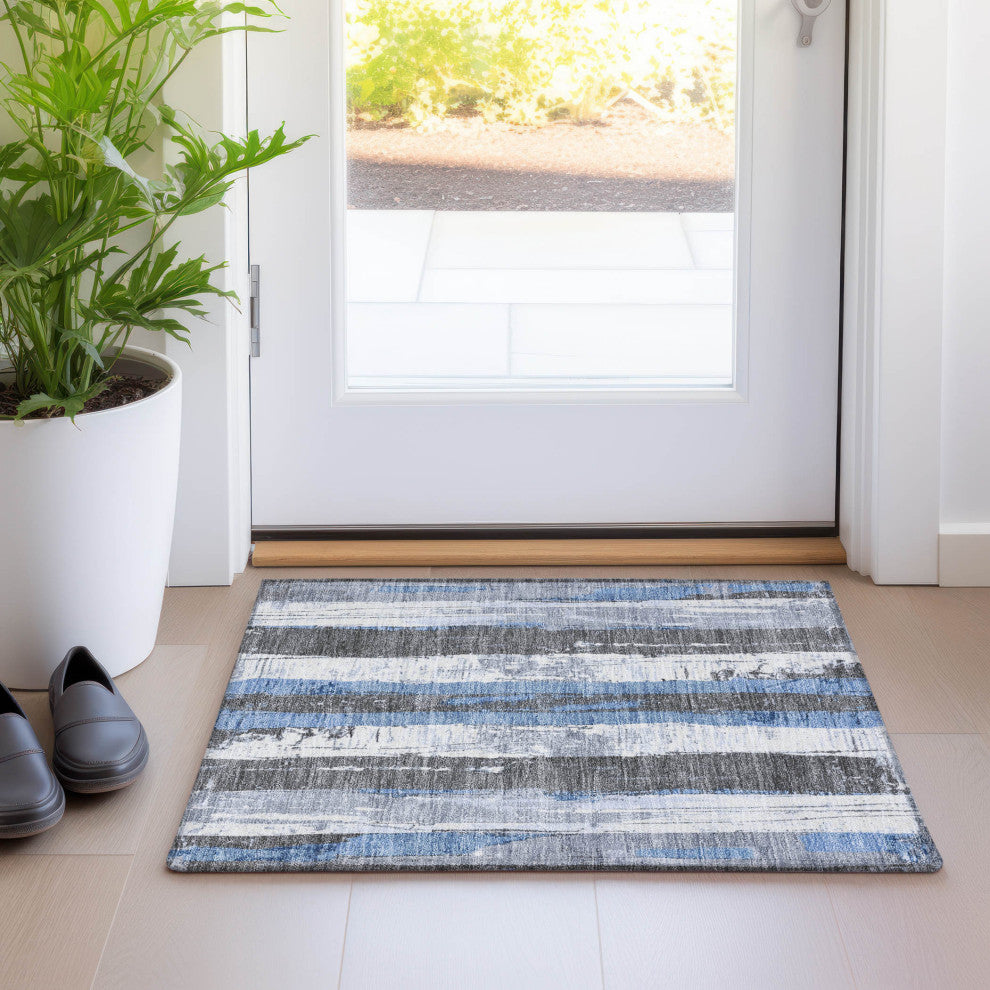 Machine Washable Indoor/Outdoor Chantille ACN1872 Denim 1'8" x 2'6" Rug