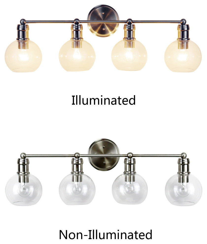 Oxa Transitional Brushed Nickel 4 Light Vanity Bath Light 30" Wide