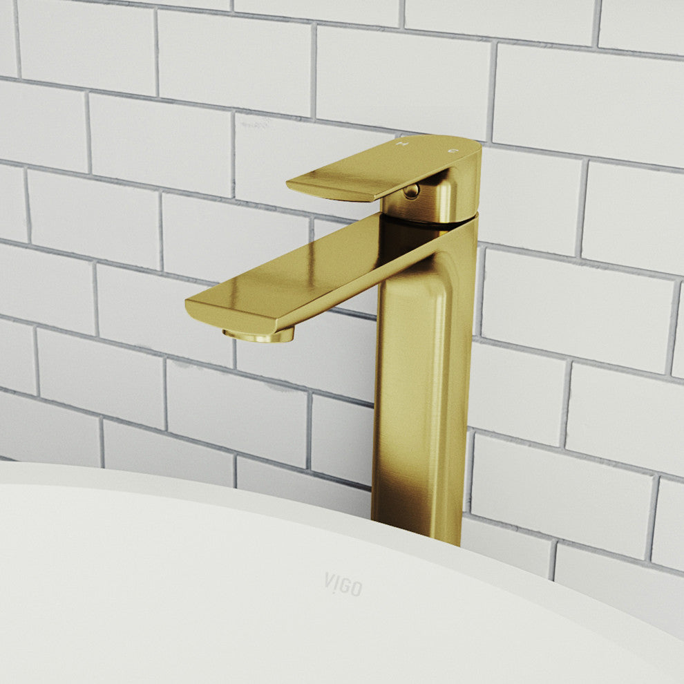 VIGO Norfolk 11" H Single Handle Single Hole Bathroom Vessel Faucet, Matte Brushed Gold