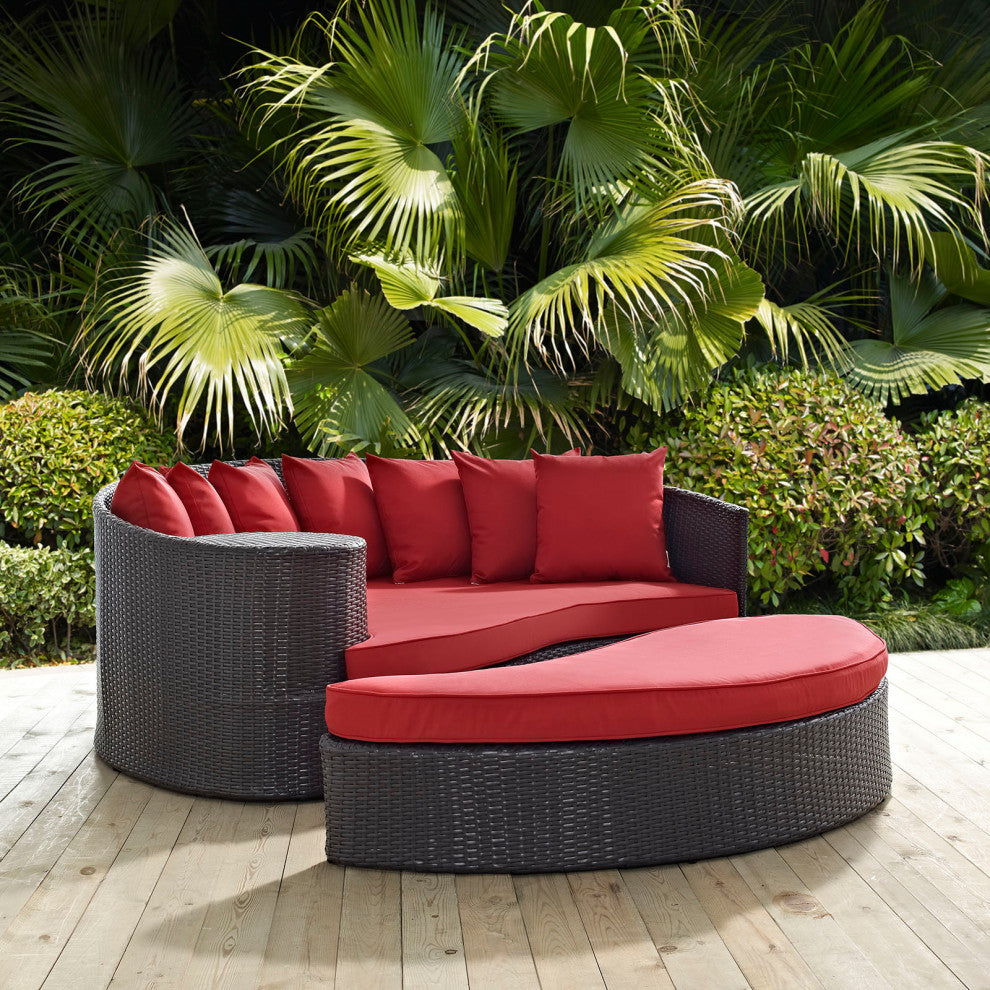 Modway Convene Outdoor Patio Daybed, Espresso Red
