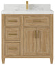 Santa Monica 36 Center Sink Bath Vanity in Whitewashed Teak 2" Calacatta Nuvo