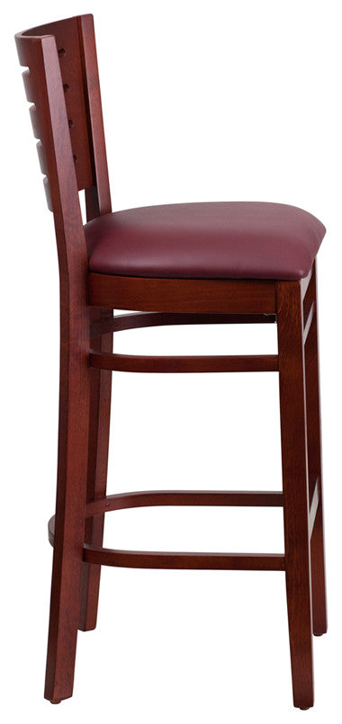 Mahogany Wood Stool-Burg Vinyl