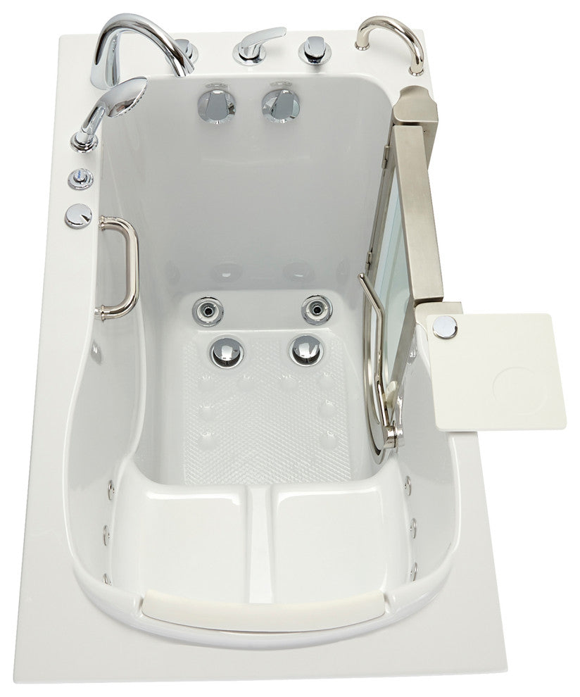 Ella Royal 32"x52" Acrylic Massage Walk-In Bathtub Inward Swing Door, Dual Drain