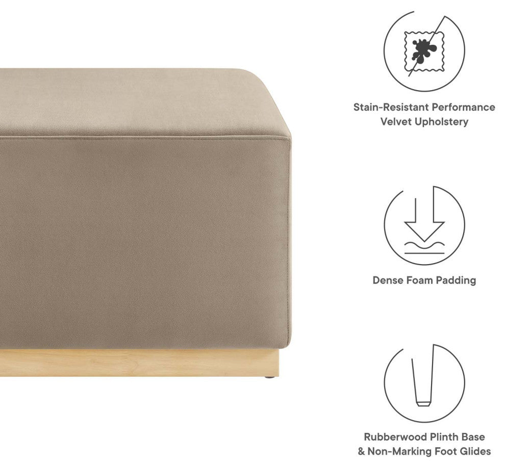 Tilden Large 28" Square Performance Velvet Upholstered Ottoman
