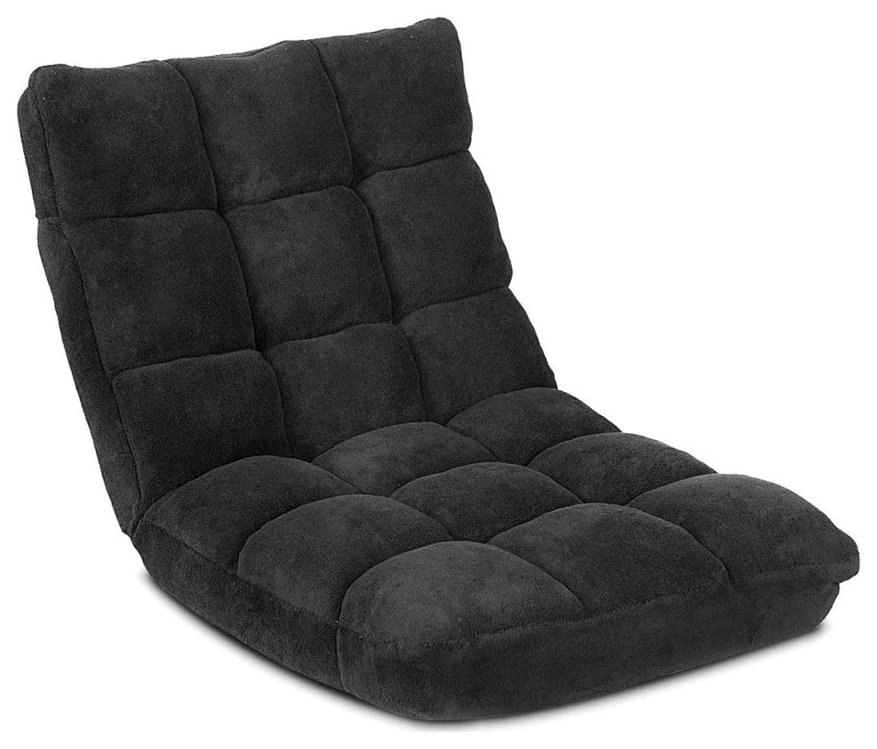 Floor Folding Gaming Sofa Chair Lounger Folding Adjustable 14-Position, Black