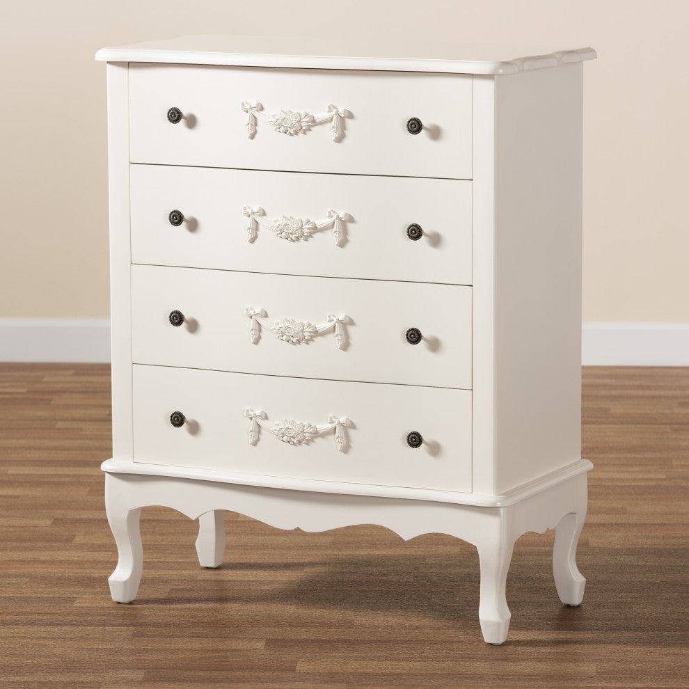 Callen Classic and Traditional White Finished Wood 4-Drawer Storage Cabinet