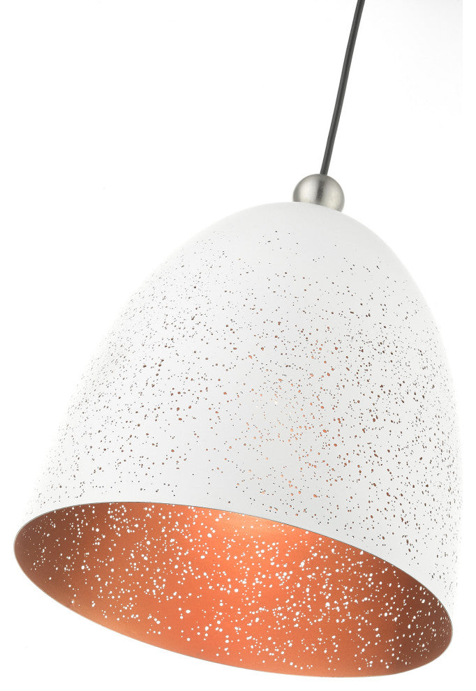 Livex Lighting Arlington 1 Light White, Brushed Nickel Accents Medium Pendant
