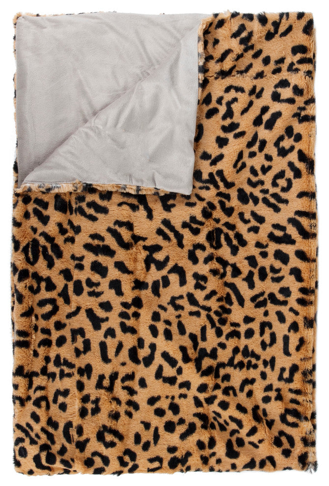 Faux Fur Throw 50"x60", Soft Leopard
