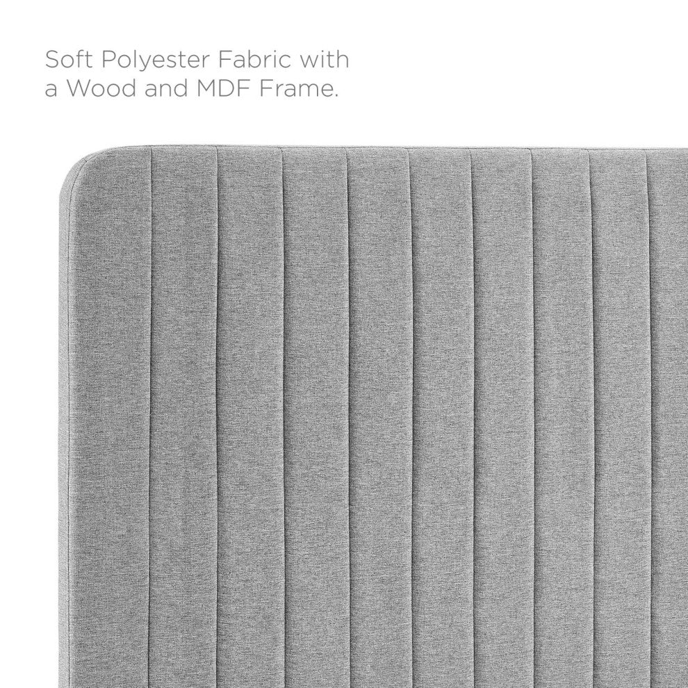 Tufted Headboard, Twin Size, Fabric, Light Gray, Modern Contemporary