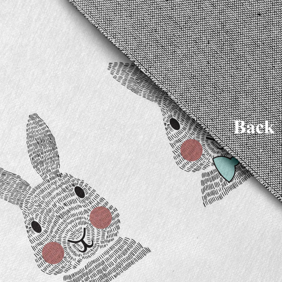 Bunny Triplets Easter Chenille Rug, Wave Top Blue, 5' Round
