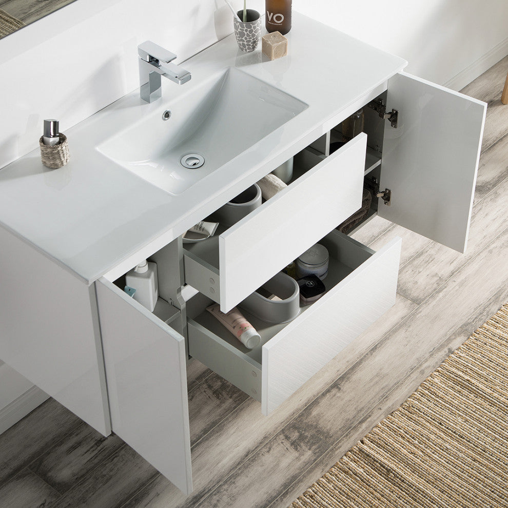 Blossom Valencia 48" Vanity Set, Glossy White, No Mirror, Single