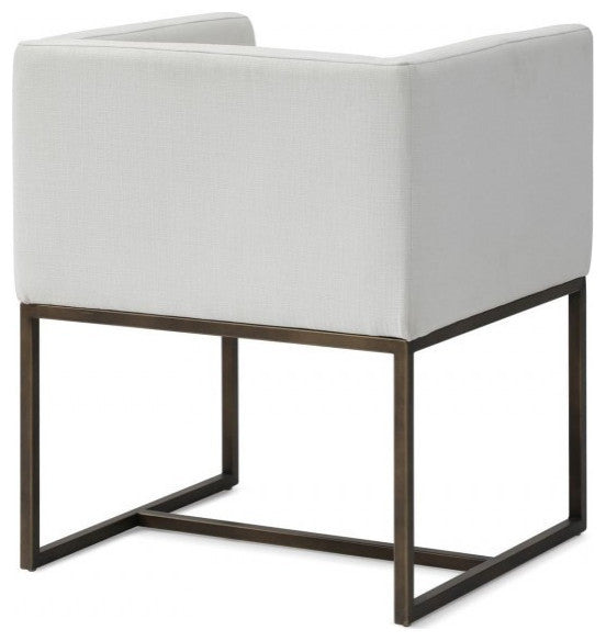 White Antique Velvet Brass Dining Chair