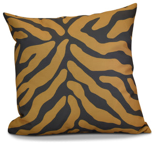 Animal Stripe Geometric Print Pillow, Gray, 18"x18"