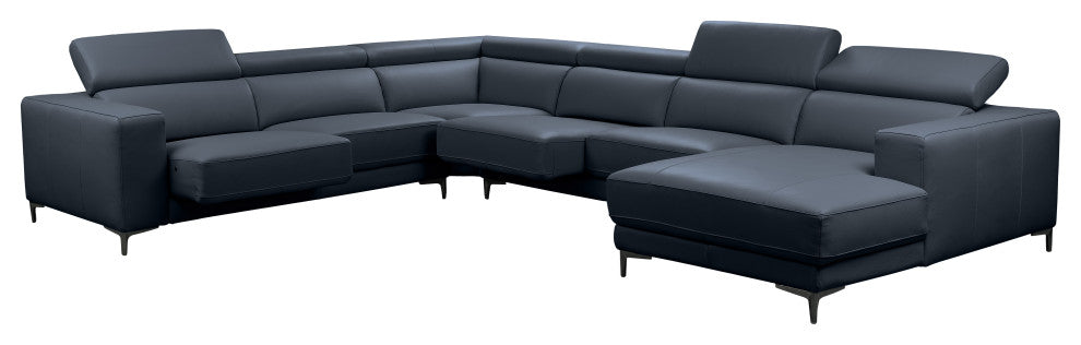 Claudius Leather 4pc Sectional With Power Seats and Adjustable Headrests