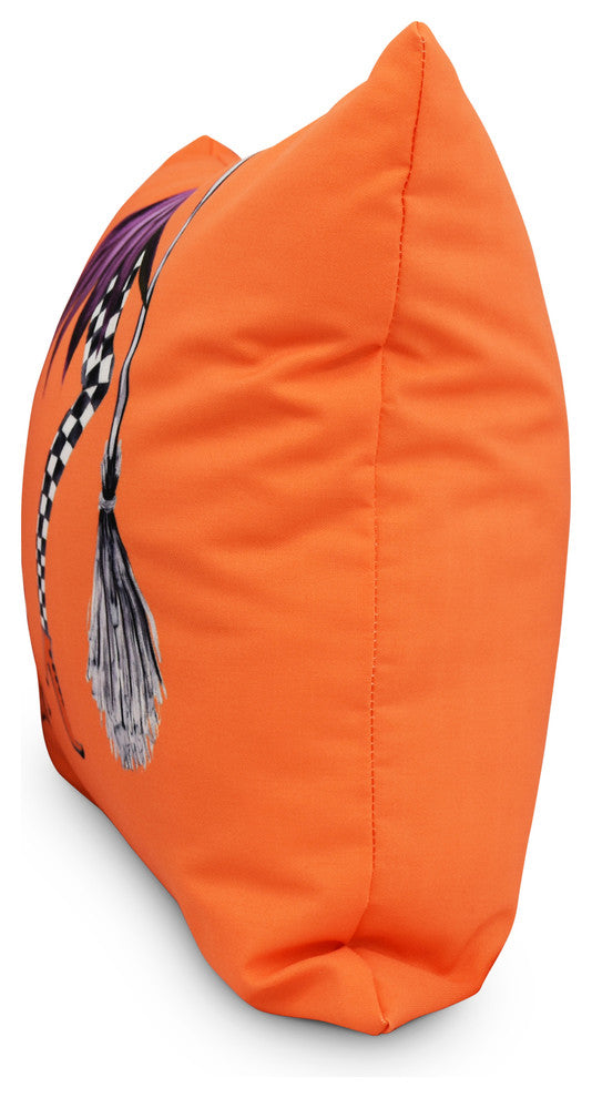 Esmerelda 18" Orange Halloween Print Decorative Throw Pillow