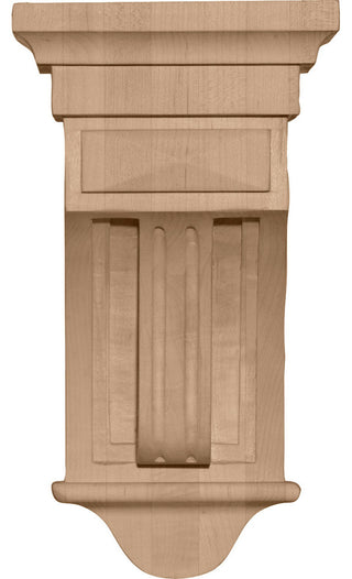 5 1/2"W x 5 1/2"D x 10"H Raised Fluting Corbel, Alder