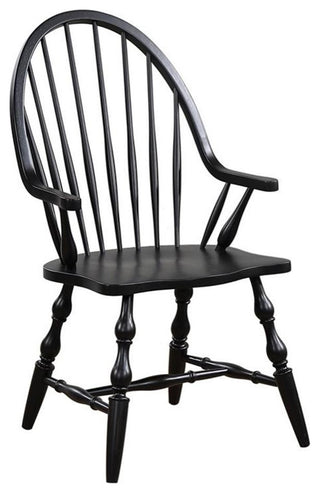 Black Cherry Selections Windsor Spindleback Dining Arm Chair, Antique Black