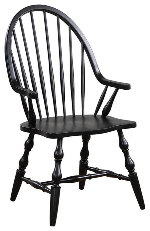 Black Cherry Selections Windsor Spindleback Dining Arm Chair, Antique Black