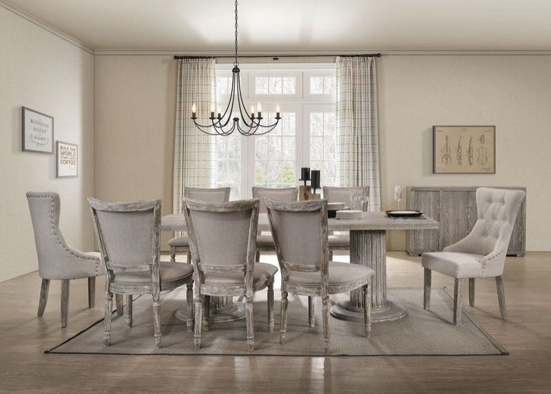 ACME Gabrian Side Chair, Set of 2, Fabric and Reclaimed Gray