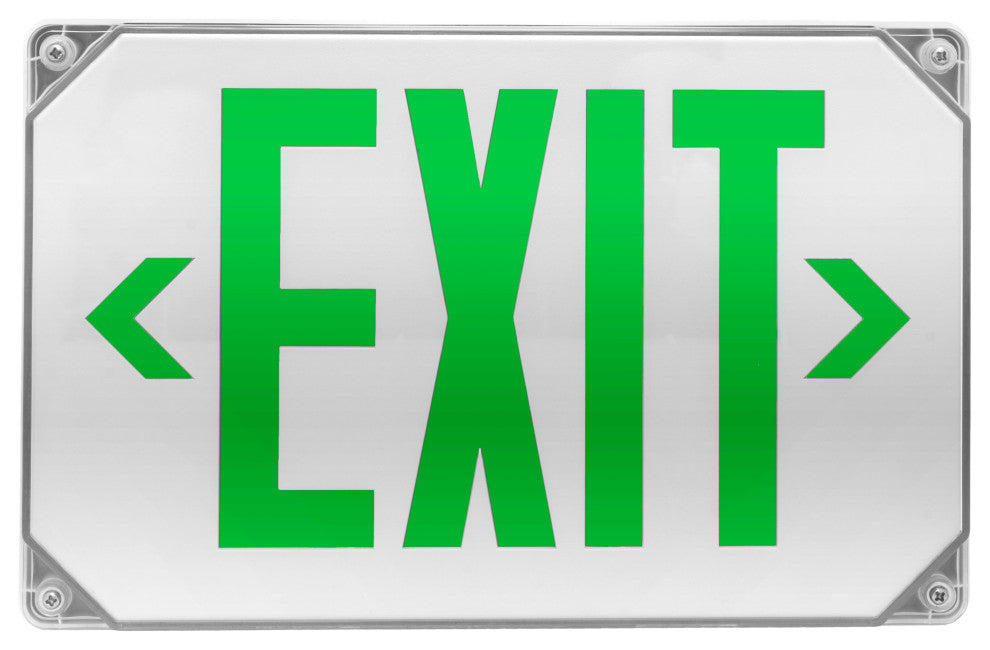 EXL5 Series LED Outdoor Emergency Exit Sign, Green Lettering