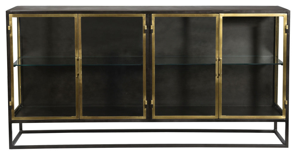 Brynlee 72" Gunmetal and Brass Iron Sideboard