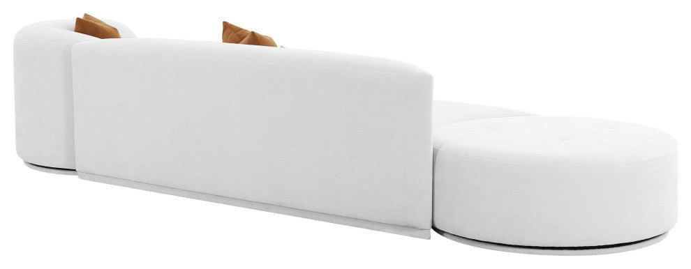 Fickle Grey Velvet 3-Piece Chaise Modular Sofa - Grey
