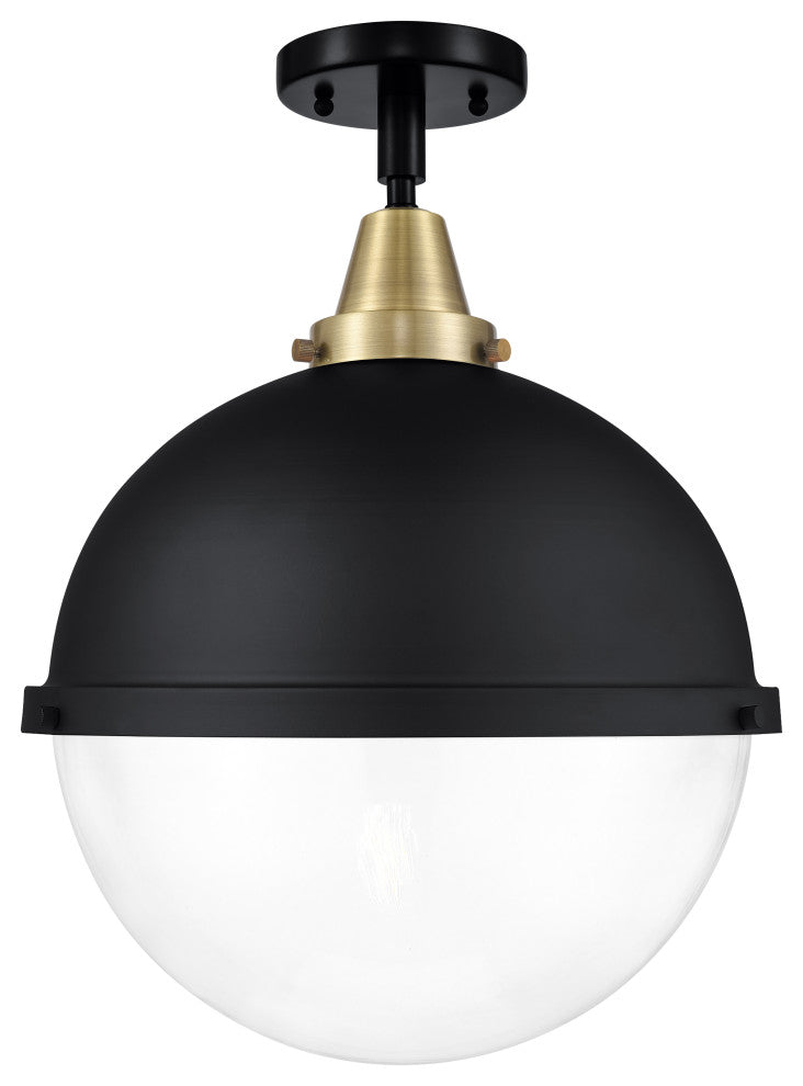 Innovations 447-1C-BAB-HFS-122-BK Hampden 1 Light Flush Mount, Matte Black