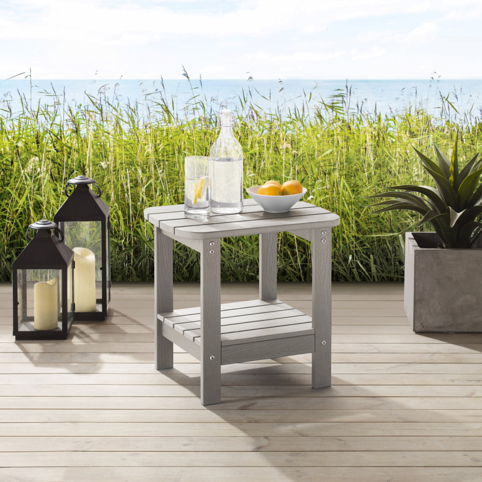 Inspired Home Daylan Outdoor Table, Weather Resistant, Charcoal Gray