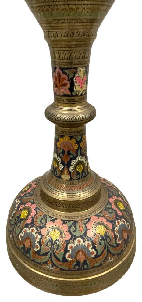 Consigned Early 20th Century Asian Bronze Polychrome Enameled Floor Vase