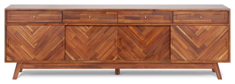 Herringbone High TV Stand, Walnut