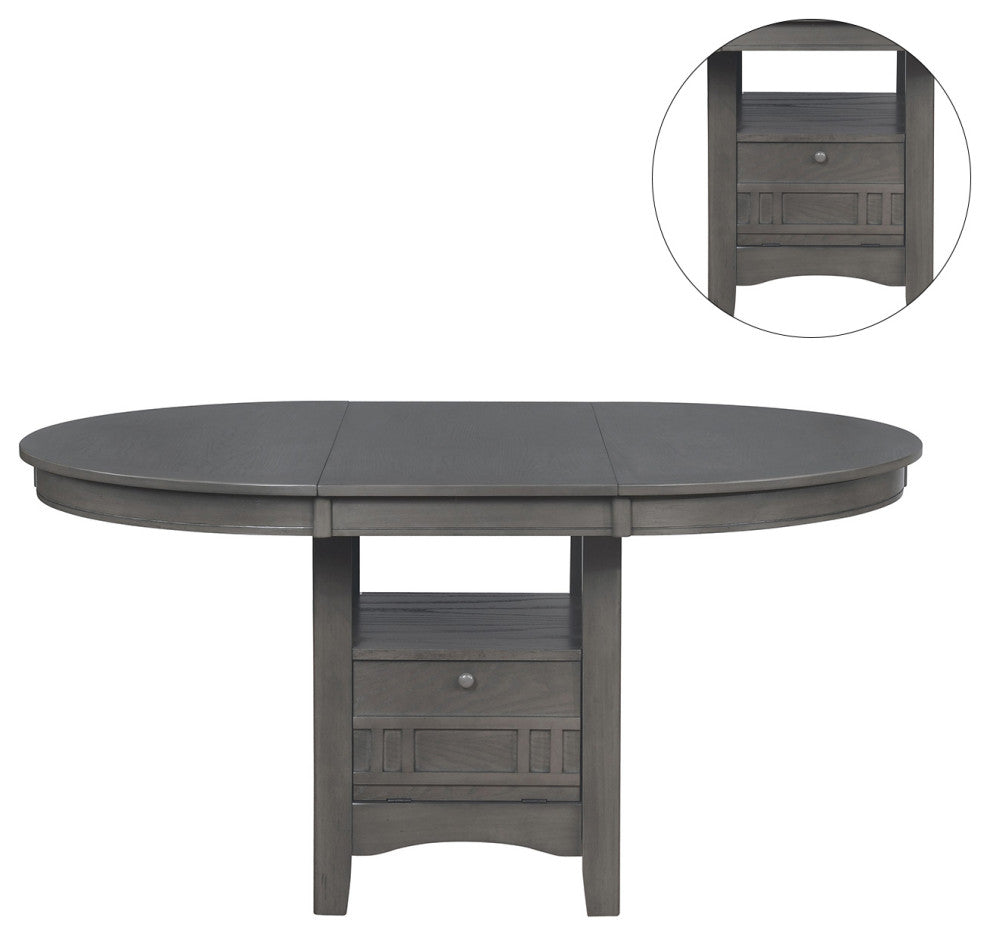 Wood Dining Table With Storage, Medium Gray