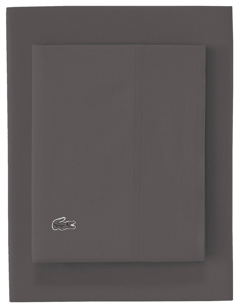 Lacoste Percale 220 Thread Count Sheet Set, Dark Gray, Full