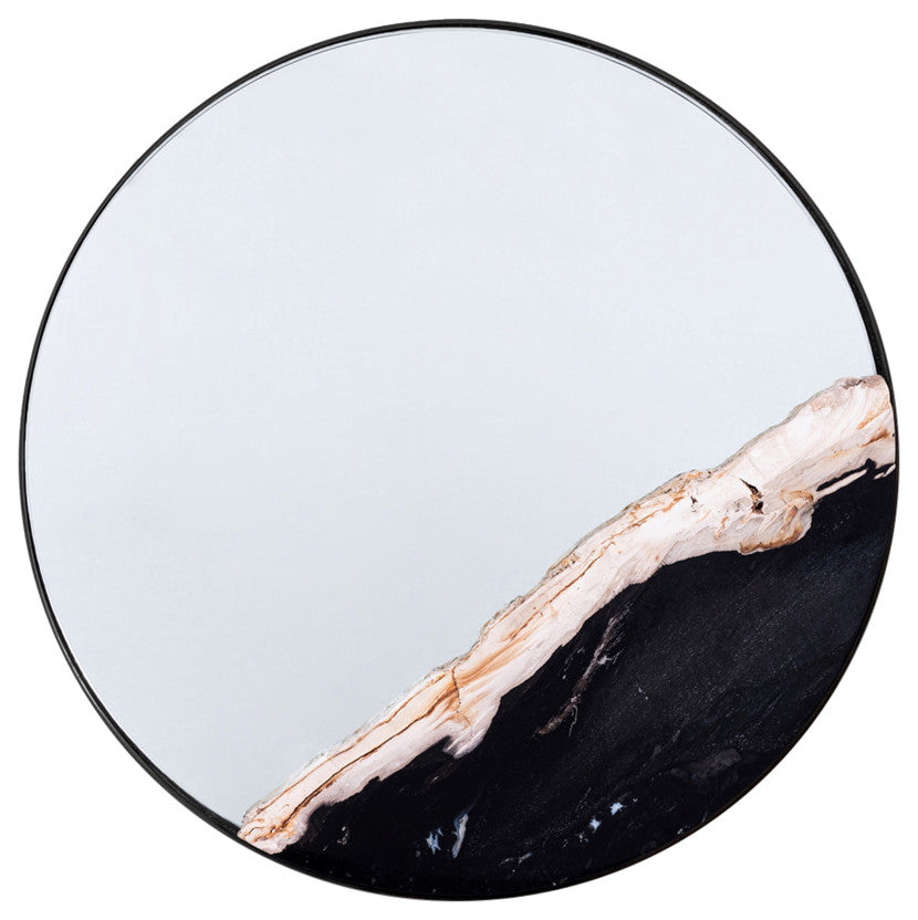 Relique Darby Round Mirror 15.75"Dia. Raw Bronze Frame Clear Glass