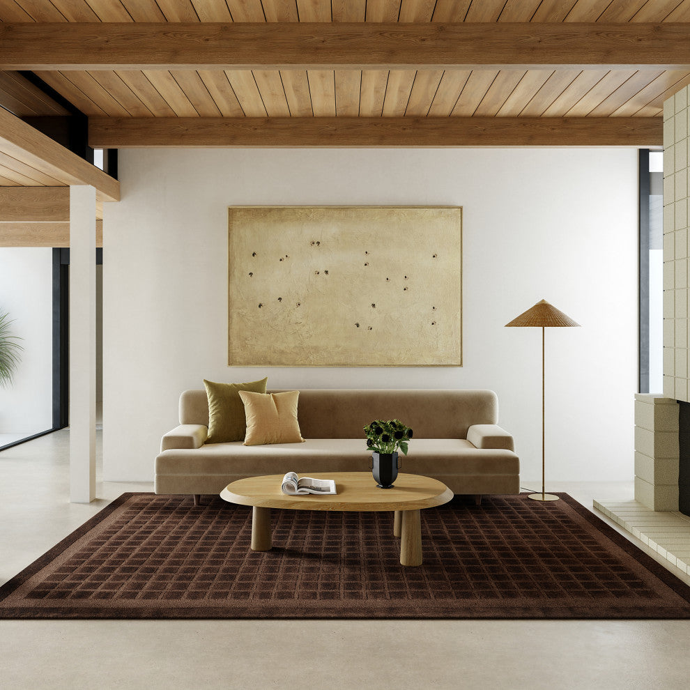 Fritz Checkered Wool Area Rug, Brown 8' x 10'