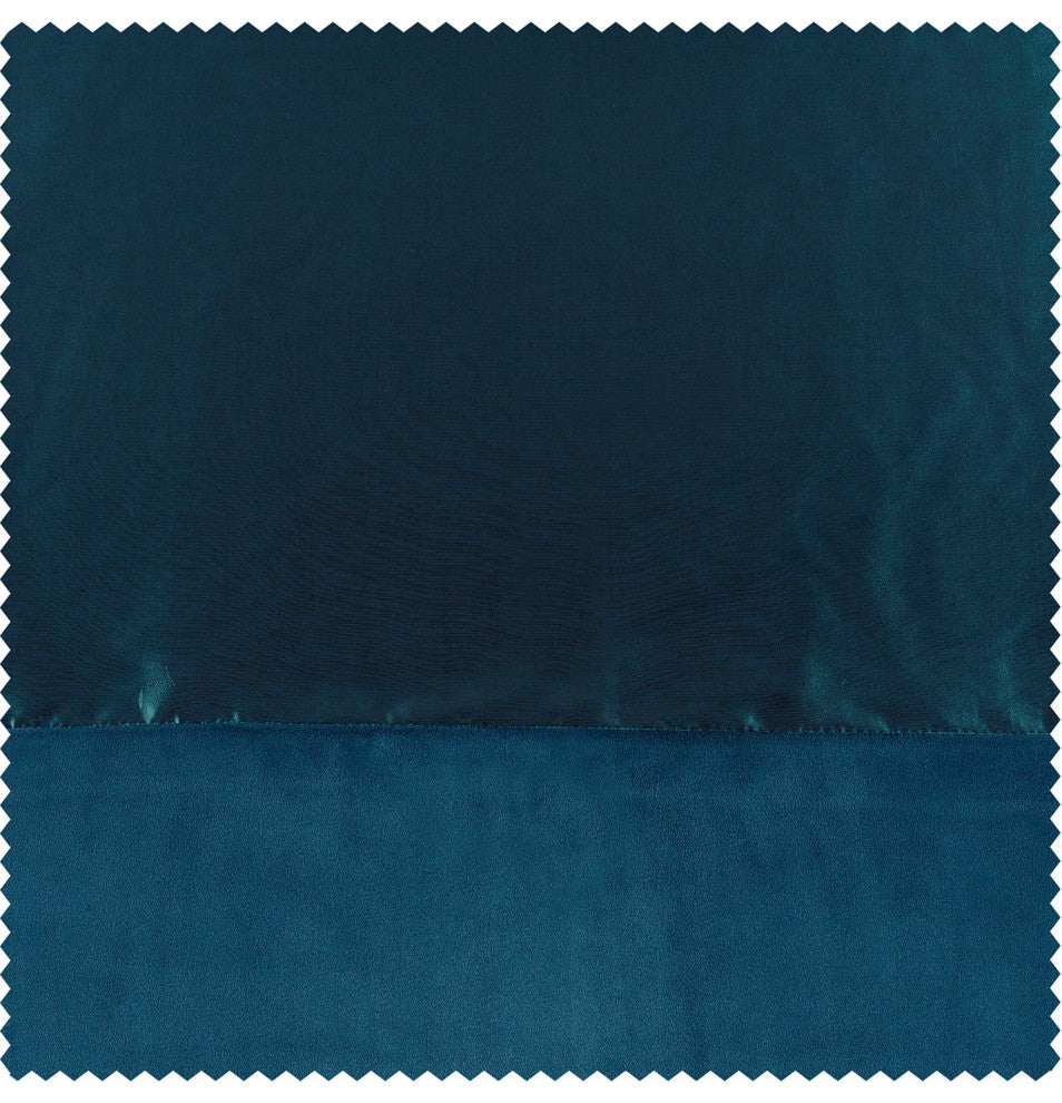 Banded Mediterranean Faux Silk Taffeta, Avalon Blue Velvet Sample Swatch, 4Wx4L